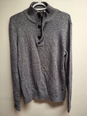 American Eagle Athletic Fit Gray Quarter Zip Knit Sweater Men's Medium